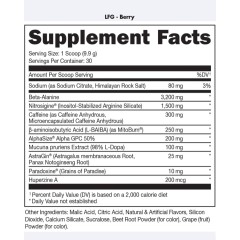 BUCKED UP, LFG burn, PREMIUM Pre-Workout, предтренировочный комплекс сжигающий жир, Ягодный вкус, 315 г (30 порций)
