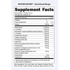 BUCKED UP, Mother Bucker PREMIUM Pre-Workout, усиленный предтренировочный комплекс, вкус Musclehead Mango (Манго), 394 г (20 порций)