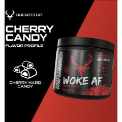 BUCKED UP, Woke AF, PREMIUM Pre-Workout, Ноотропный предтренировочный комплекс, вкус Cherry Candy (Вишневые конфеты), 244 г (20 порций)