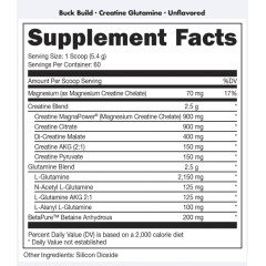 Bucked Up, Buck Build, Creatine + Glutamine, креатин + глютамин, 324 гр (60 порций)